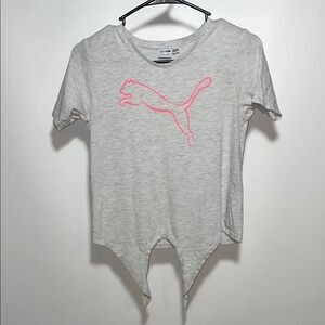 Puma Light Gray Tee with Neon Pink Logo